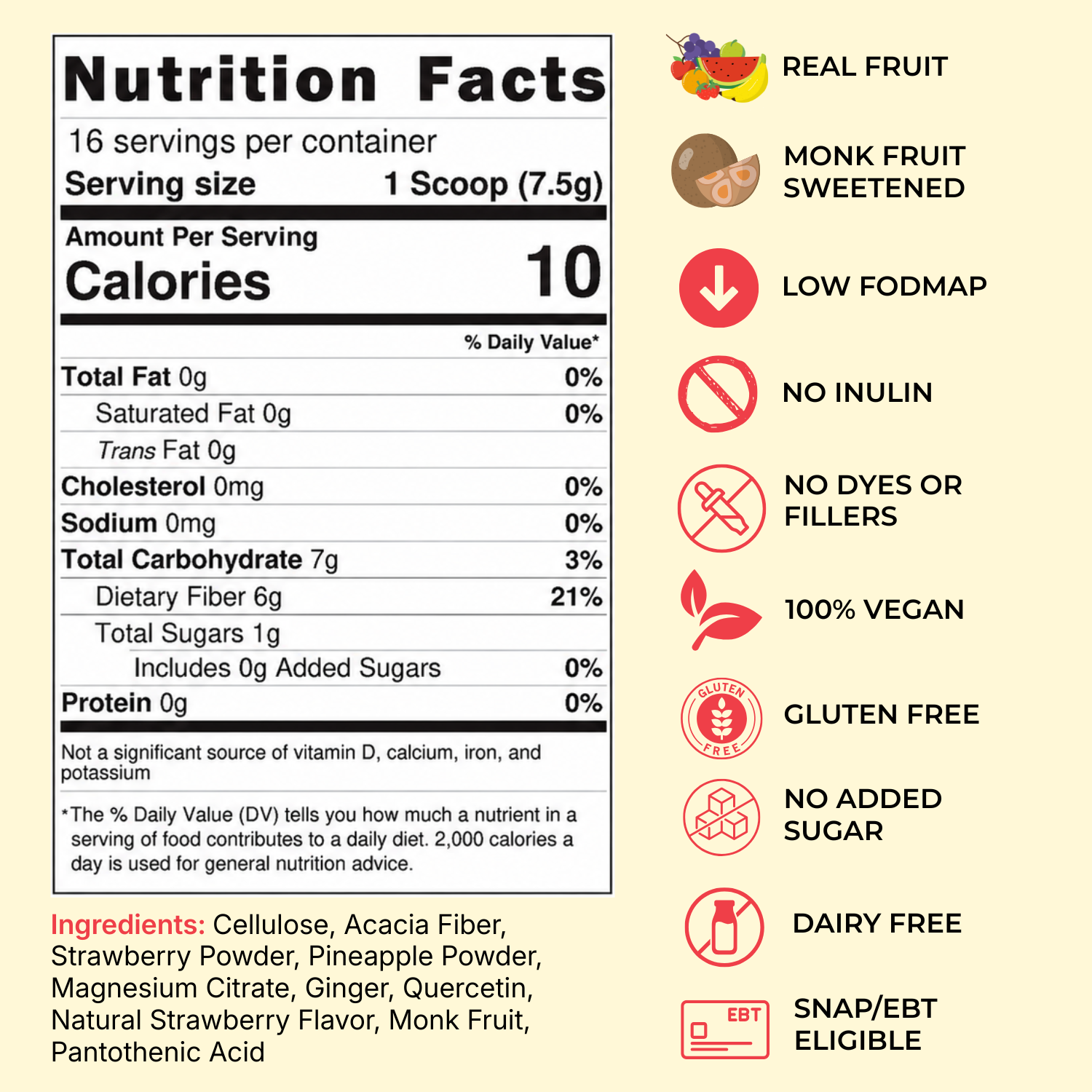 Strawberry Sasss Fiber+ Drink Mix | Strawberry Pineapple, 6g Fiber, 16 Servings