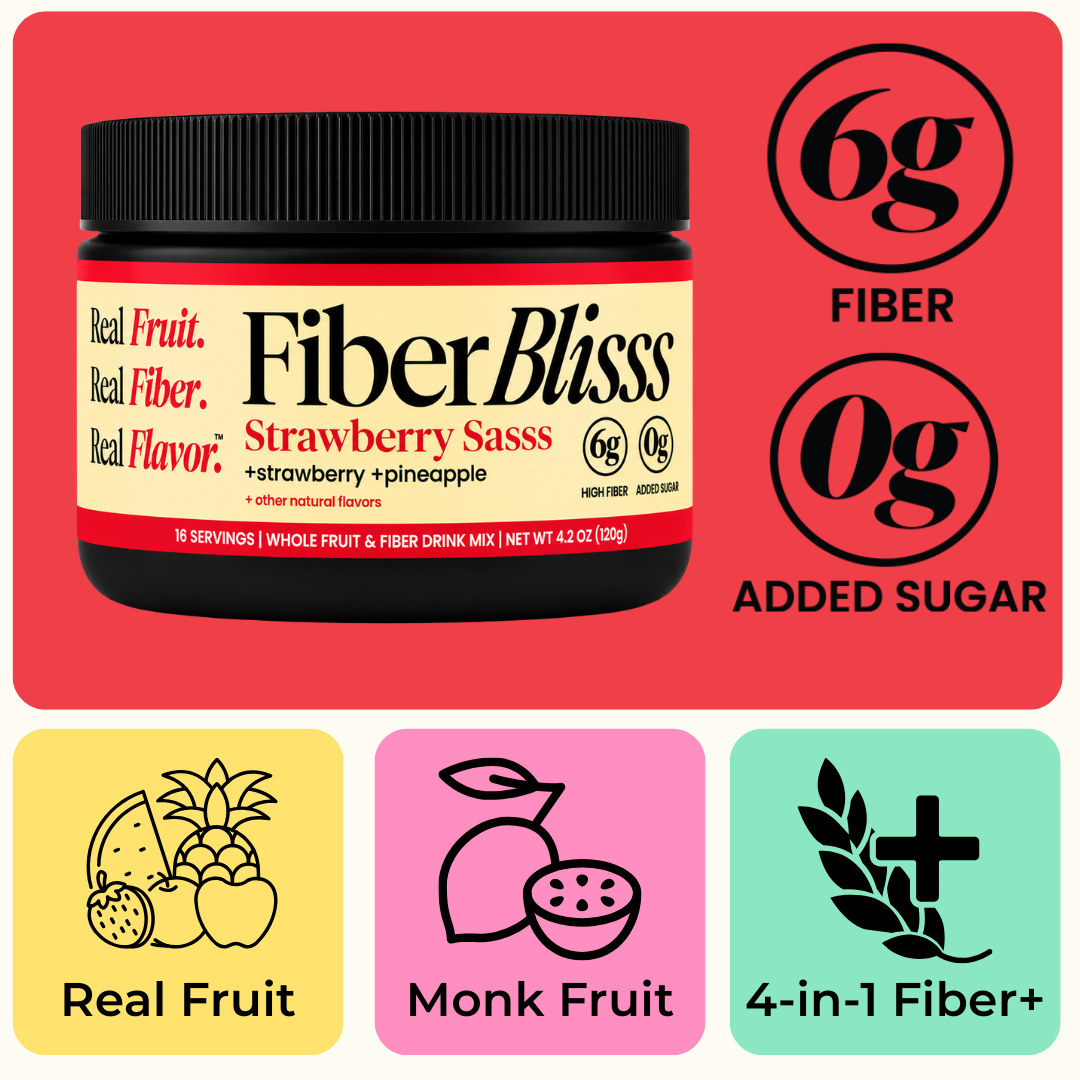 Strawberry Sasss Fiber+ Drink Mix | Strawberry Pineapple, 6g Fiber, 16 Servings
